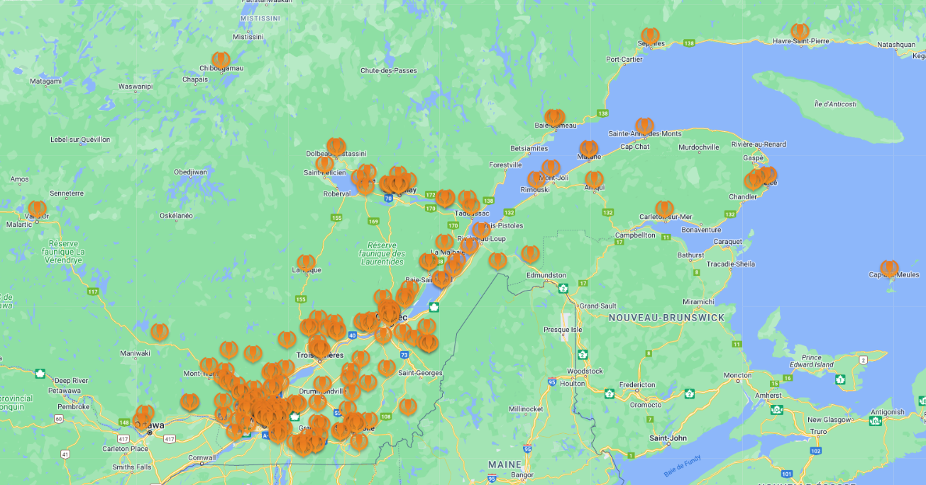 Carte interactive des microbrasseries membres de l'AMBQ